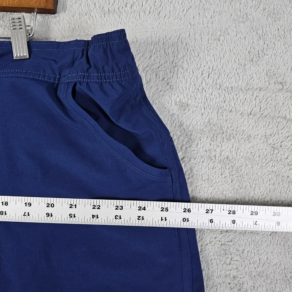 Lands' End Sport Athletic Shorts Women's 22W Lined Drawstring Blue Elastic Waist